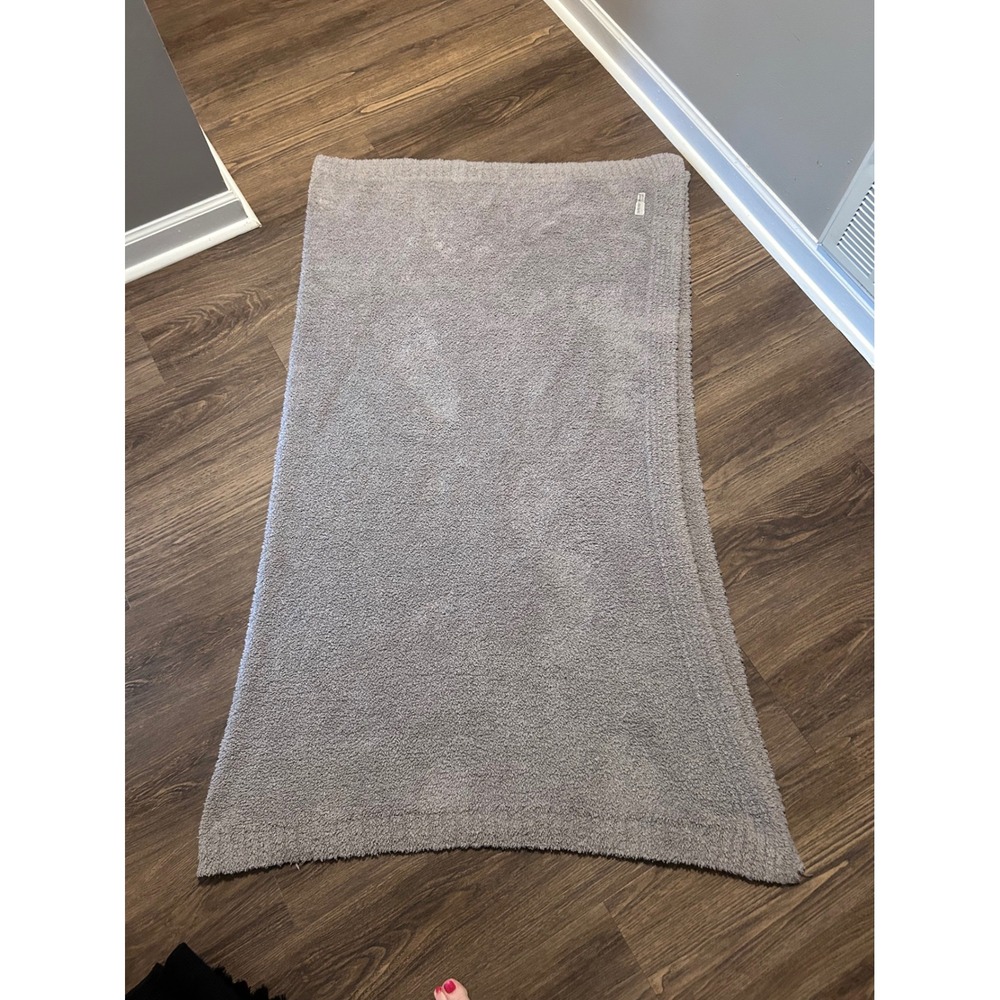 Barefoot Dreams CozyChic Throw Blanket Taupe Gray Soft Knit